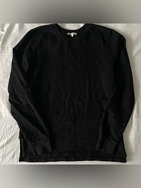 Cotton Citizen Black Distressed Long Sleeve Sweatshirt